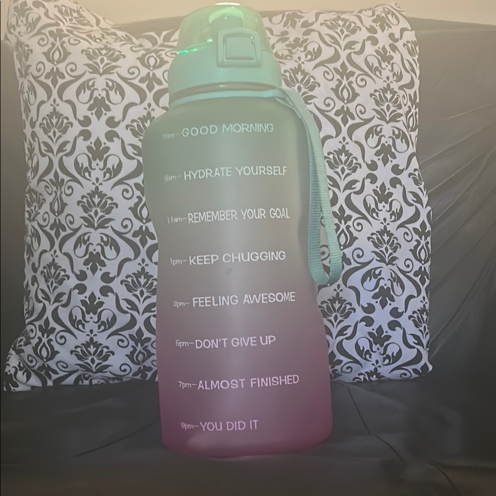 Source Unknown Gradient Motivational Water Bottle - Teal to Pink